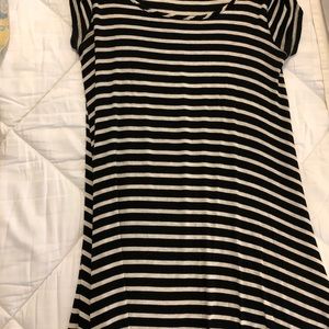 black and white striped mini dress